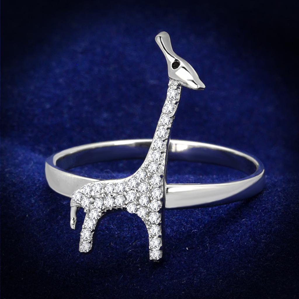TS255 - Rhodium 925 Sterling Silver Ring with AAA Grade CZ  in Clear Alamode