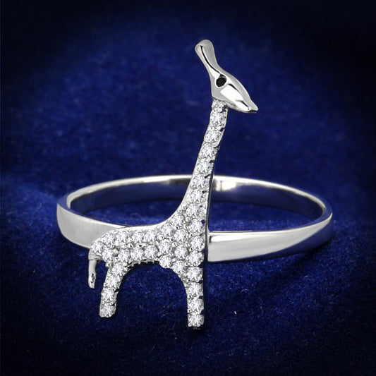 TS255 - Rhodium 925 Sterling Silver Ring with AAA Grade CZ  in Clear Alamode