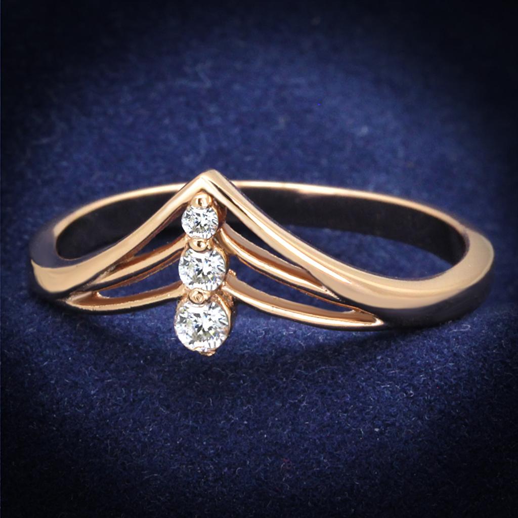 TS283 - Rose Gold 925 Sterling Silver Ring with AAA Grade CZ  in Clear Alamode