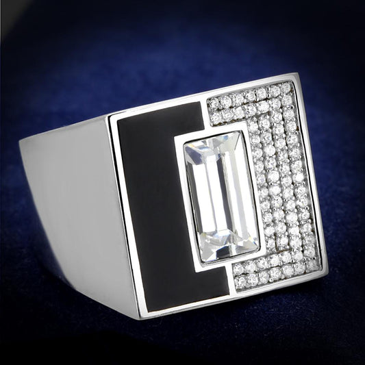 TS388 - Rhodium 925 Sterling Silver Ring with Top Grade Crystal  in Clear Alamode