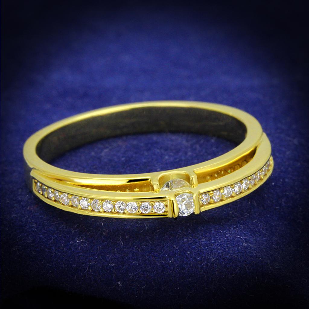 TS403 - Gold 925 Sterling Silver Ring with AAA Grade CZ  in Clear Alamode