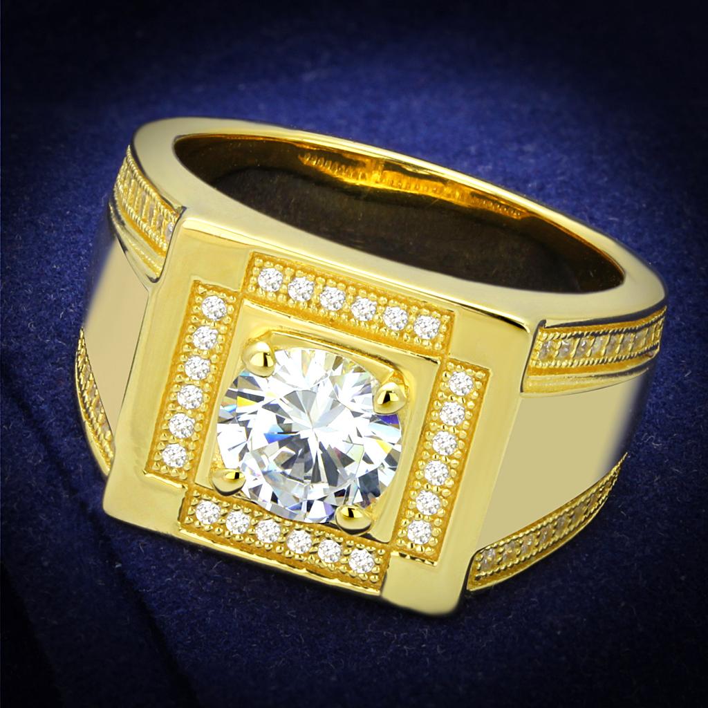 TS552 - Gold 925 Sterling Silver Ring with AAA Grade CZ  in Clear Alamode