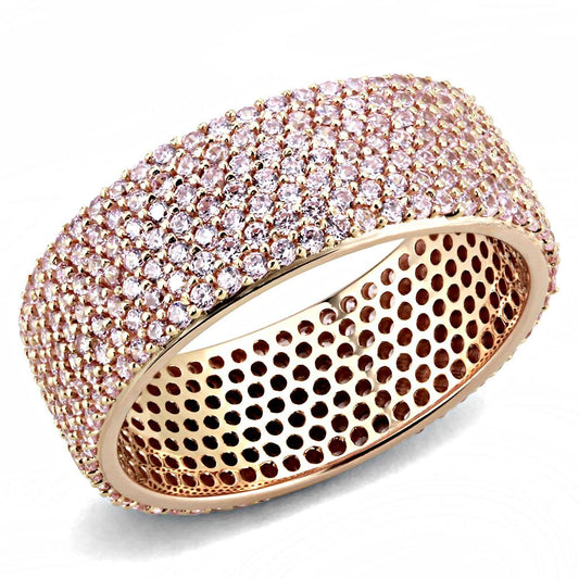 TS612 - Rose Gold 925 Sterling Silver Ring with AAA Grade CZ  in Light Rose Alamode