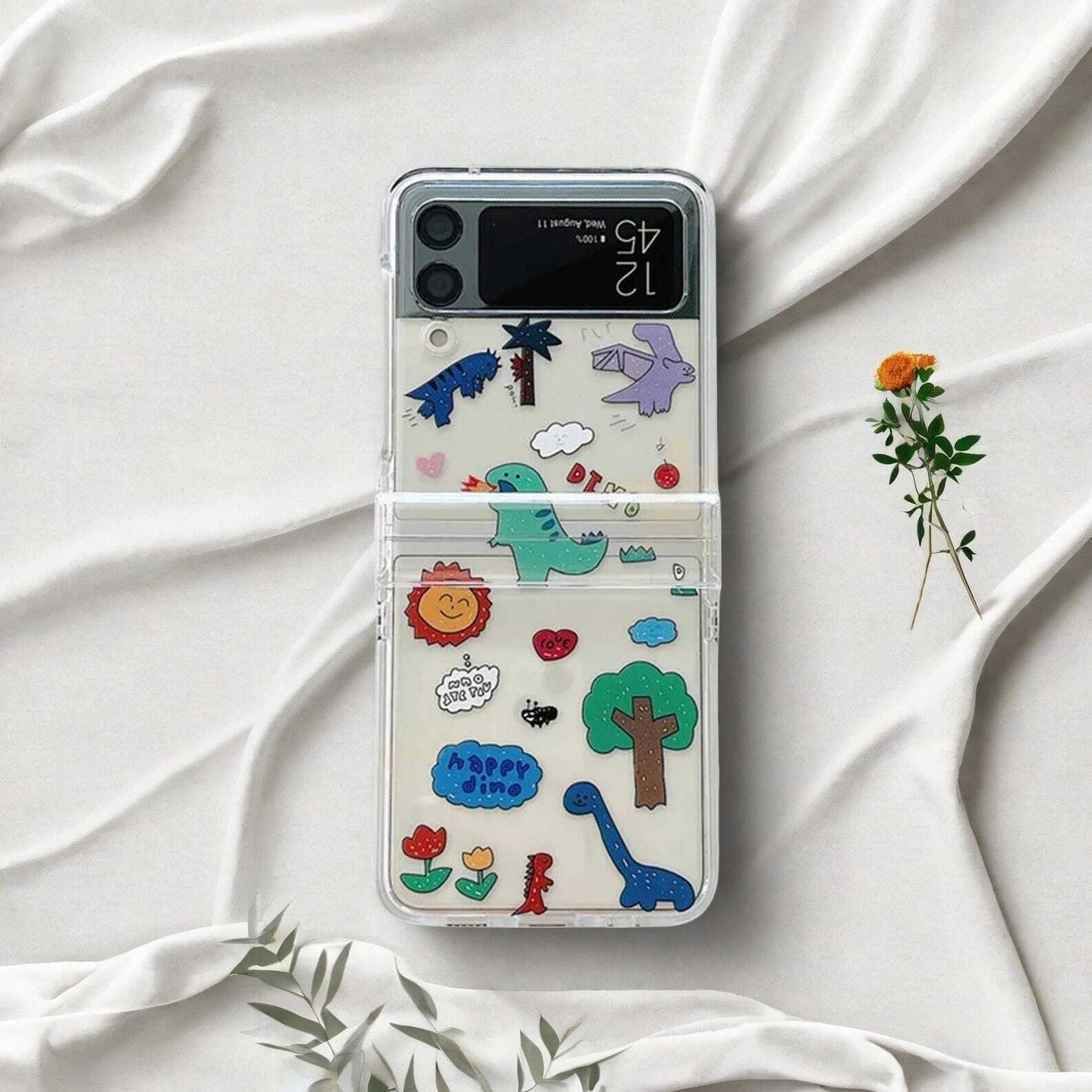 Cute Cartoon Phone Case for Samsung Galaxy Z Flip 3/4/5/6 5G - Luxury Hard PC 3-in-1 Protective Cover with Adorable Design and Durable Build W2B