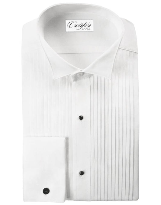 "Verona" White Pleated Wingtip Tuxedo Shirt Tux-USA