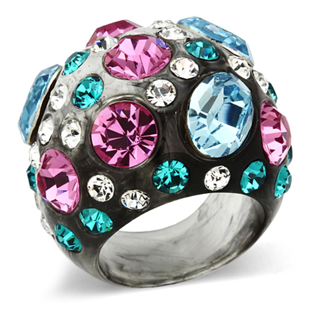 VL103 -  Resin Ring with Top Grade Crystal  in Multi Color-0