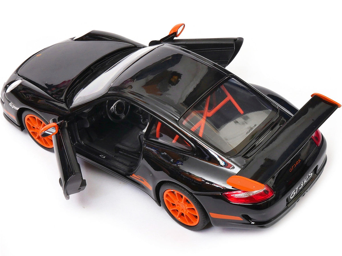 Porsche 911 (997) GT3 RS Black with Orange Accents 1/24-1/27 Diecast Model Car by Welly Welly