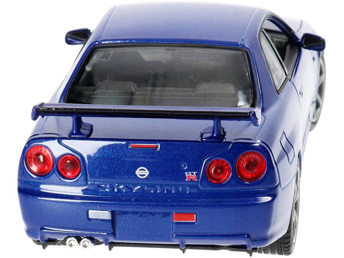 Nissan Skyline GT-R (R34) RHD (Right Hand Drive) Blue Metallic "NEX Models" 1/24 Diecast Model Car by Welly Welly
