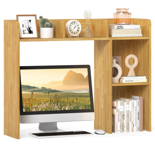 Costway 3-Tier Multipurpose Desk Bookshelf with 4 Shelves-Beige W2B