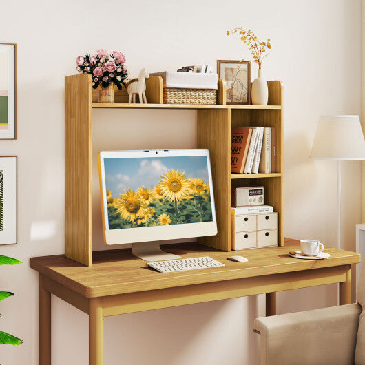 Costway 3-Tier Multipurpose Desk Bookshelf with 4 Shelves-Beige W2B