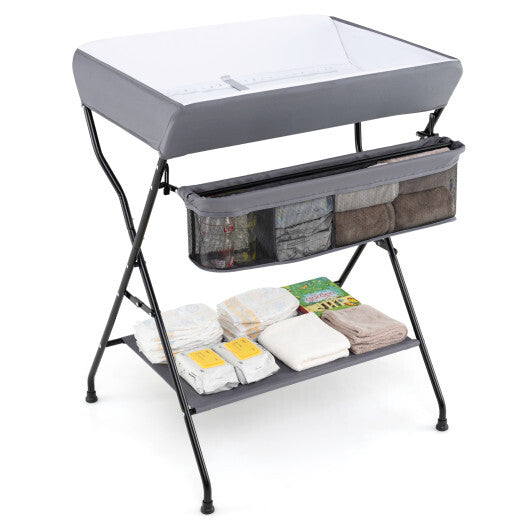 Costway Baby Storage Folding Diaper Changing Table-Gray W2B