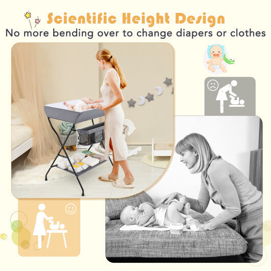 Costway Baby Storage Folding Diaper Changing Table-Gray W2B