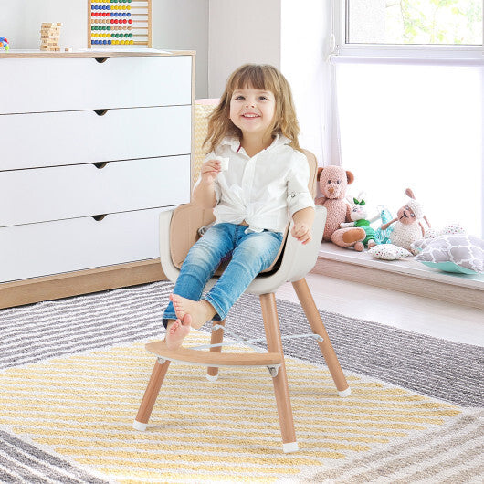 Babyjoy 6-in-1 Convertible Wooden Highchair with Safety Harness and Adjustable Legs-Light Brown W2B