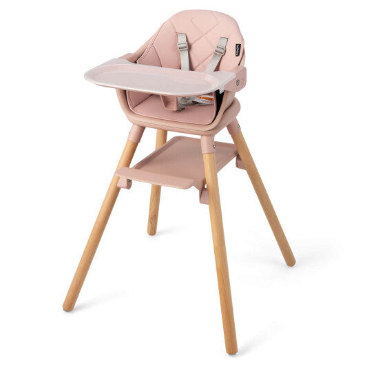 Costway 6-in-1 Baby High Chair with Removable Dishwasher and Safe Tray-Pink W2B