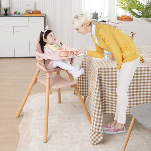 Costway 6-in-1 Baby High Chair with Removable Dishwasher and Safe Tray-Pink W2B