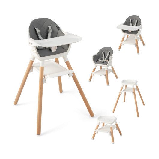 Costway 6-in-1 Baby High Chair with Removable Dishwasher and Safe Tray-White W2B
