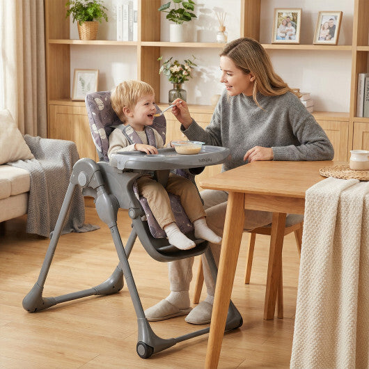 Costway Folable High Chair with Detachable Cushion and High Chair for Babies and Toddlers-Gray W2B