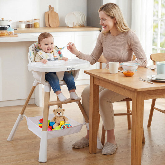 Costway 4 in 1 High Chair for Babies Convertible Toddler Highchair-Multicolor W2B