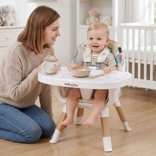 Costway 4 in 1 High Chair for Babies Convertible Toddler Highchair-Multicolor W2B