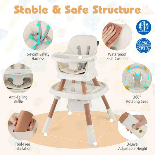 Costway 16-in-1 Baby High Chair with Activity Center and Booster Seat for Babies and Toddlers-White - Color: White W2B