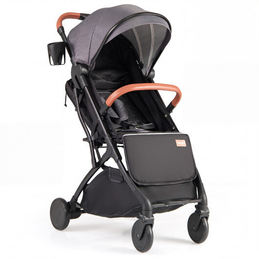 Costway Lightweight Baby Stroller Compact Travel Stroller with One-Hand Folding-Gray W2B