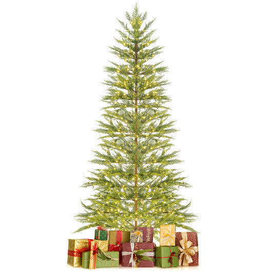 Costway 7.5 FT Pre-Lit Cypress Christmas Tree Hinged with 612 PE Branch Tips Timer & 540 Lights W2B