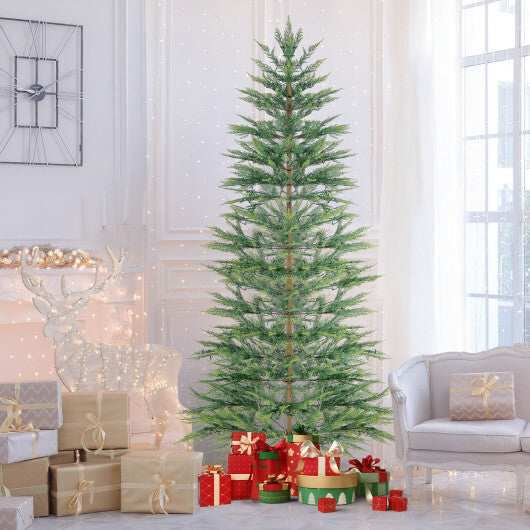 Costway 7.5 FT Pre-Lit Cypress Christmas Tree Hinged with 612 PE Branch Tips Timer & 540 Lights W2B