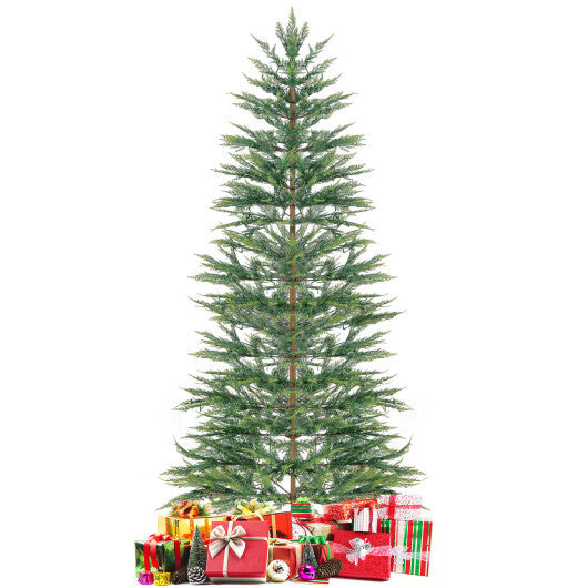 Costway 7.5 FT Pre-Lit Cypress Christmas Tree Hinged with 612 PE Branch Tips Timer & 540 Lights W2B