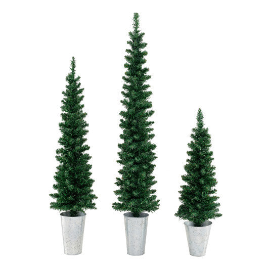 Costway Set of 3 Pre-Lit Artificial Christmas Trees with 423 Branch Tips 3  4  5 FT W2B