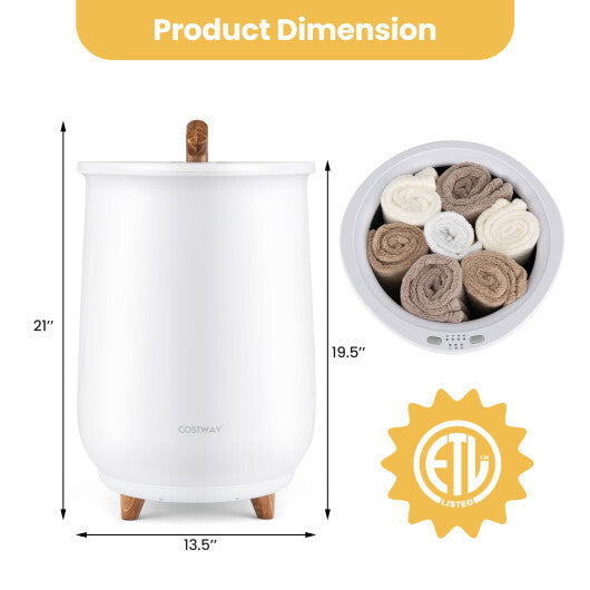 Costway 23L Large Luxury Bucket-Style Towel Warmer with Fragrant Disc Holder-White W2B
