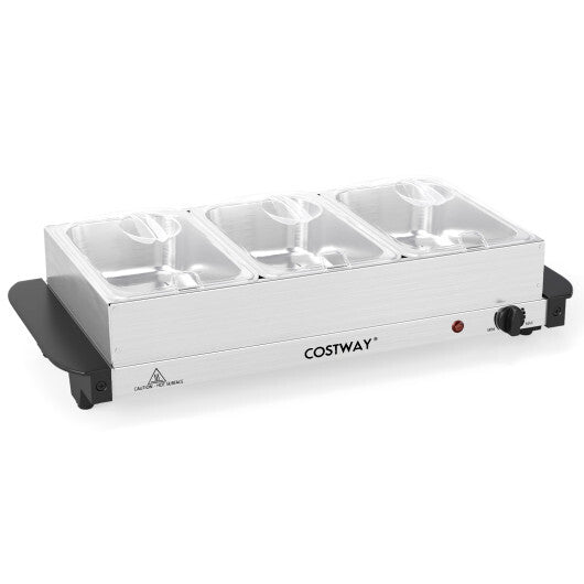 Costway Electric Buffet Server Food Warmer with 3 Removable Trays Adjustable Tempered W2B