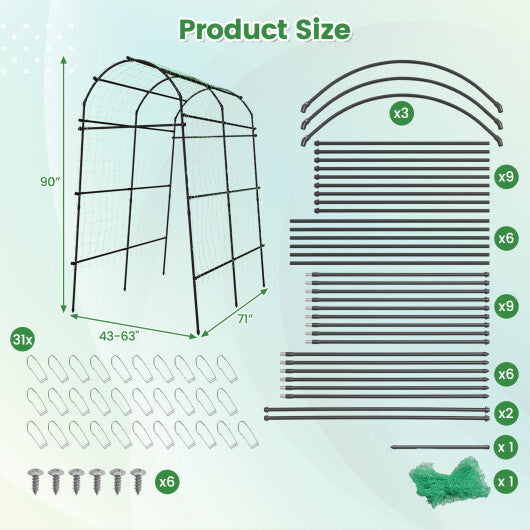 Costway 1 PCS 7.5FT Garden Arch Trellis Outdoor Plant Support Archway for Climbing Vine Flower W2B