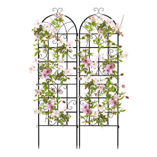 Costway 71" Tall Metal Garden Trellis for Climbing Plants 2 Pack Fence Panels Retro W2B