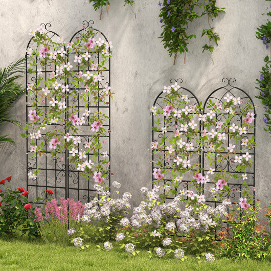 Costway 71" Tall Metal Garden Trellis for Climbing Plants 2 Pack Fence Panels Retro W2B