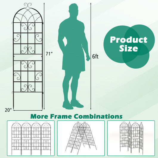 Costway 71" Tall Metal Garden Trellis for Climbing Plants 2 Pack Fence Panels Retro W2B