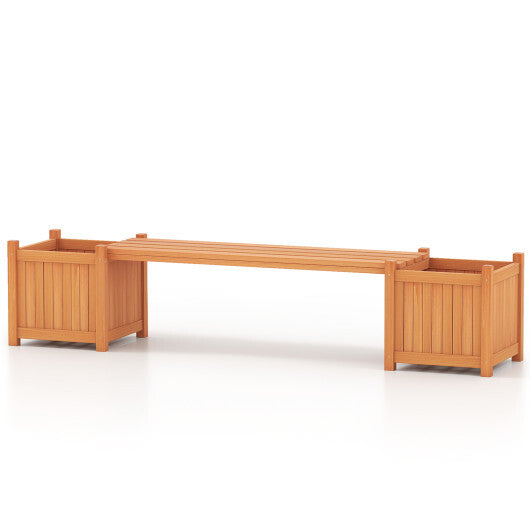 Costway Wood Outdoor Planter Boxes with Detachable Bench 2 Elevated Mini Planters Patio Natural W2B