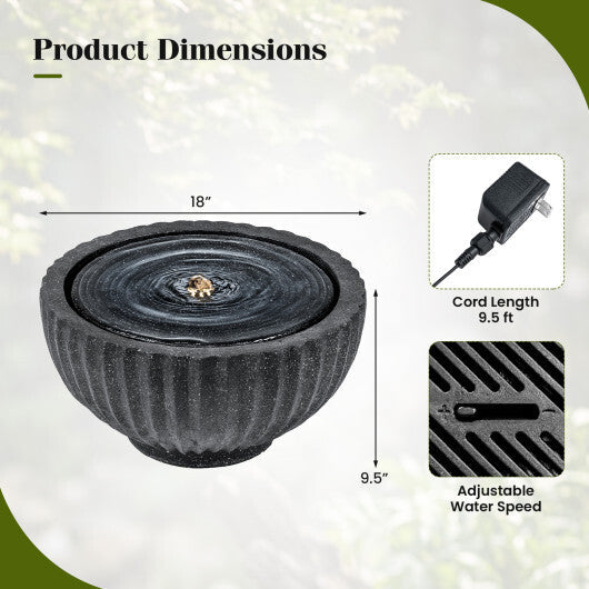 Costway 18" Outdoor Round Sphere Water Fountain with LED Lights & Pump for Garden Patio W2B