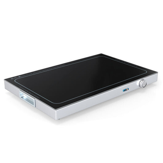 Costway Electric Warming Tray with Adjustable Temperature and Built-In Handles Tempered Glass W2B