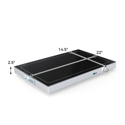 Costway Electric Warming Tray with Adjustable Temperature and Built-In Handles Tempered Glass W2B