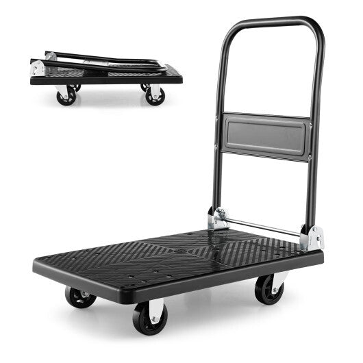 Costway Folding Push Cart Dolly Platform Hand Truck with 360 Swivel Wheels 440LBS Capacity W2B