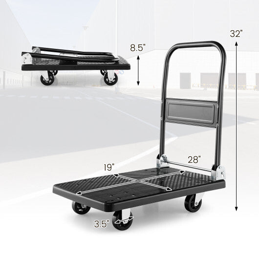 Costway Folding Push Cart Dolly Platform Hand Truck with 360 Swivel Wheels 440LBS Capacity W2B