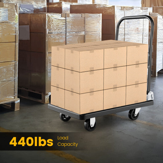 Costway Folding Push Cart Dolly Platform Hand Truck with 360 Swivel Wheels 440LBS Capacity W2B