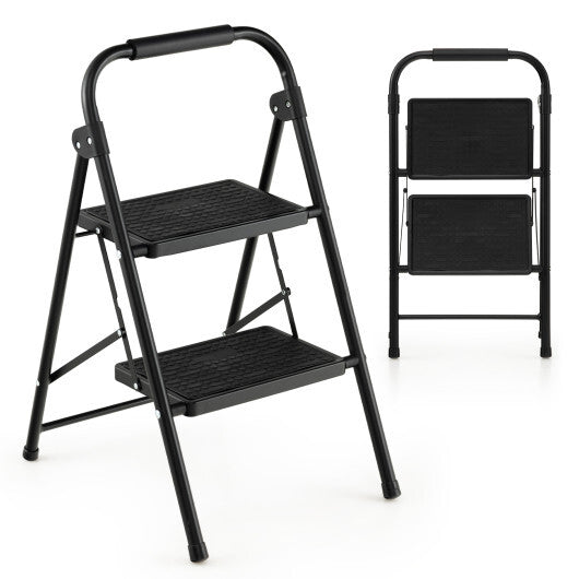 Costway 2 Step Ladder Folding Step Stool 330lbs Capacity with Anti-Slip Pedal & Handle W2B