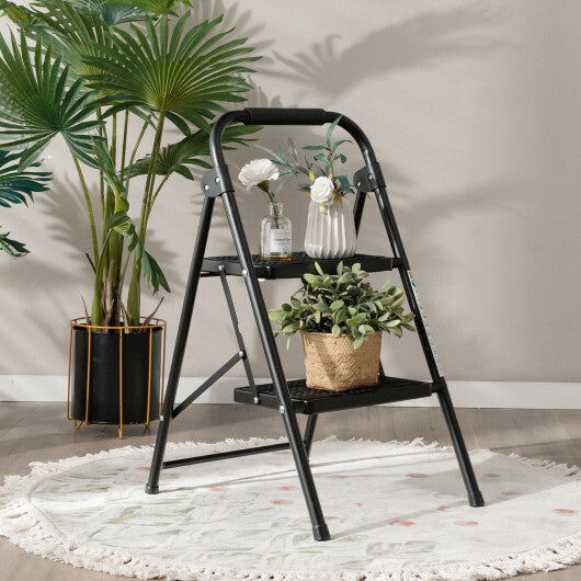 Costway 2 Step Ladder Folding Step Stool 330lbs Capacity with Anti-Slip Pedal & Handle W2B