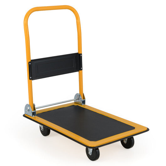 Costway Platform Cart Dolly Foldable Warehouse Push Hand Truck-Black W2B