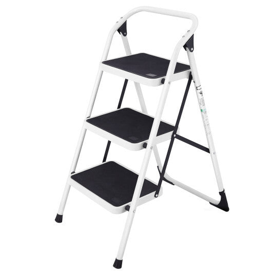 Costway Folding 3-Step Ladder with Handgrip and Anti-Slip Platform W2B