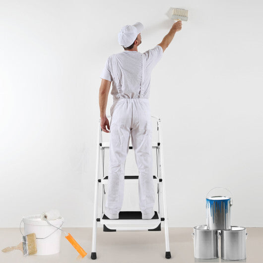 Costway Folding 3-Step Ladder with Handgrip and Anti-Slip Platform W2B