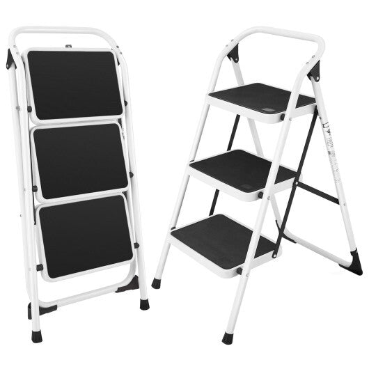 Costway Folding 3-Step Ladder with Handgrip and Anti-Slip Platform W2B