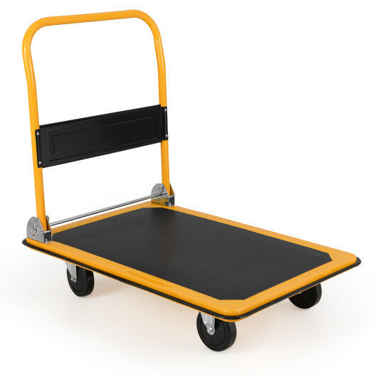 Costway Folding Platform Cart Dolly Hand Truck-Black W2B