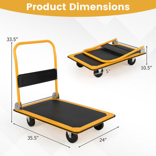 Costway Folding Platform Cart Dolly Hand Truck-Black W2B